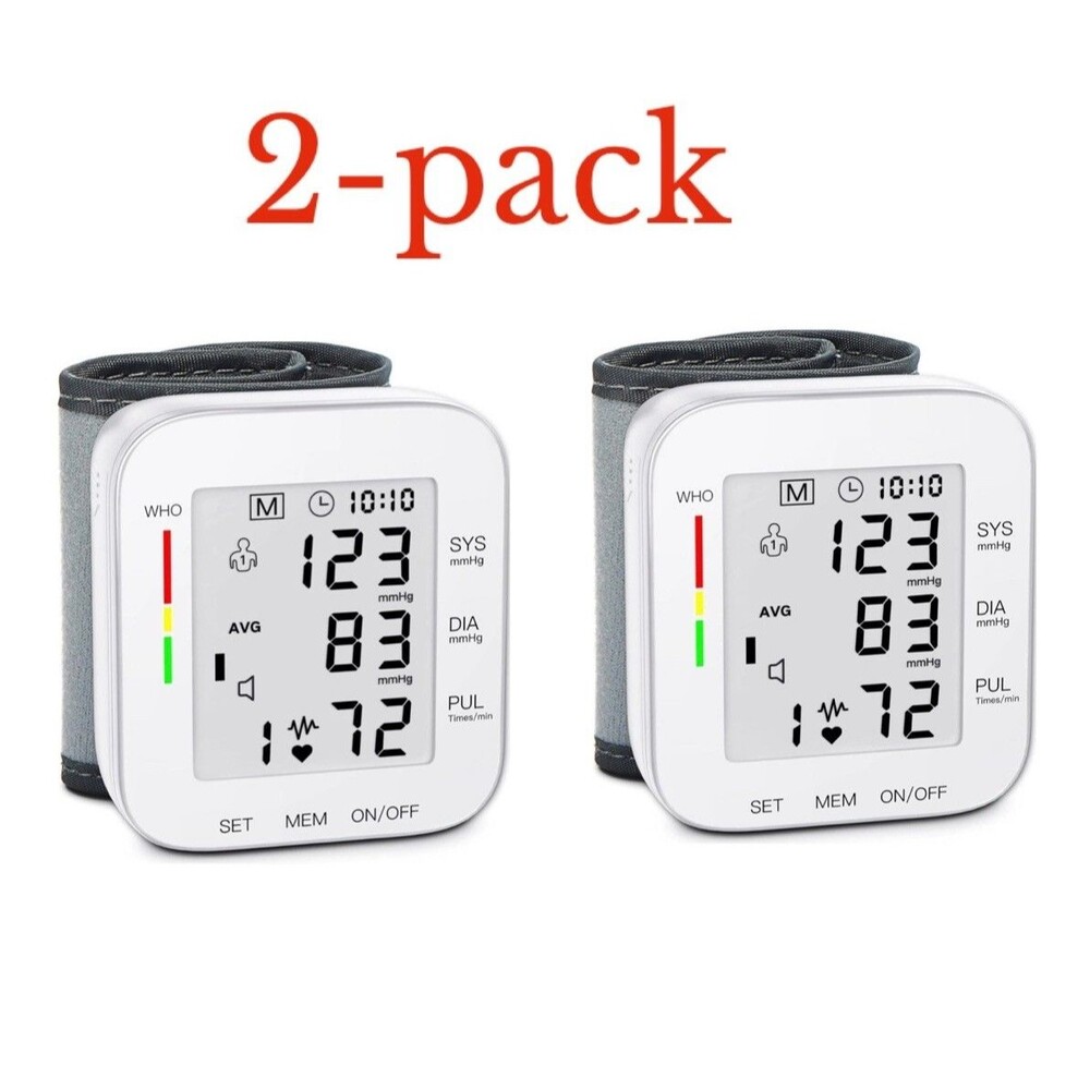 2-Pack MMIZOO Wrist Blood Pressure Monitor LCD Display BP Machine Adjustabl Cuff